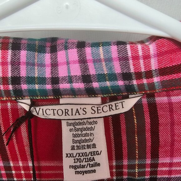 NWT Victoria Secrets Red Pink Plaid Pajama Set Lounge XXL - Picture 10 of 12